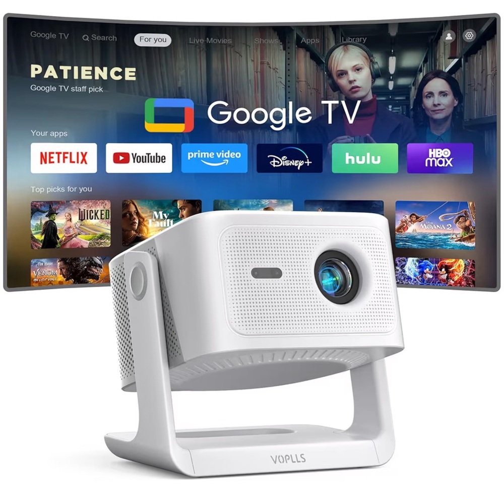 White Video Projector with Google TV